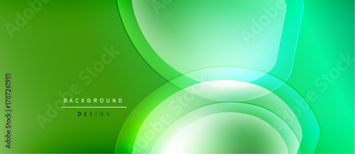 Abstract green background. Smooth curves overlap, creating dynamic visual effect. Modern design suitable for digital projects.