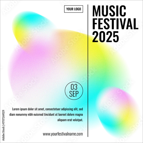 Gradient blur print music graphic festival liquid template poster design banner brochure