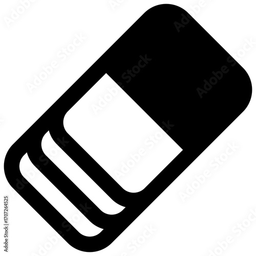 Eraser. Outlined stroke vector icon with black-filled details.