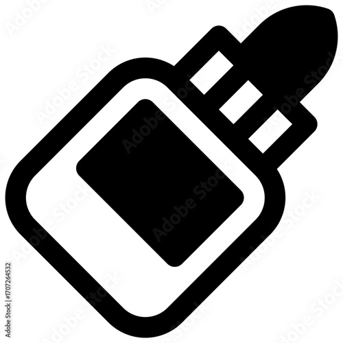 Glue. Outlined stroke vector icon with black-filled details.