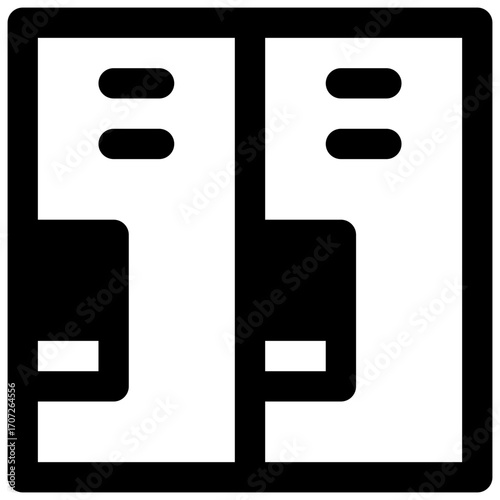 Lockers. Outlined stroke vector icon with black-filled details.