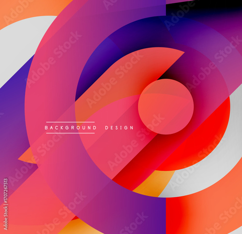 Abstract colorful design features overlapping circles, gradients. Vivid hues create dynamic visual impact, modern aesthetic.