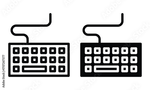 Keyboard icon with outline and glyph style.