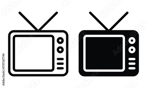 Television icon with outline and glyph style.