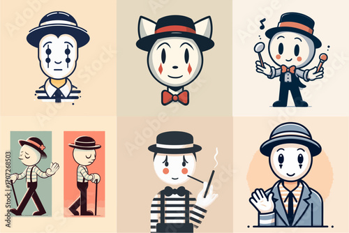 pantomime set vector illustration