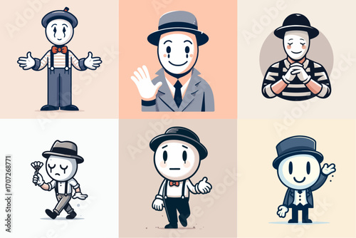 pantomime set vector illustration
