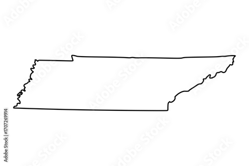 Tennessee map. Tennessee USA map vector. Tennessee  outline map on white background