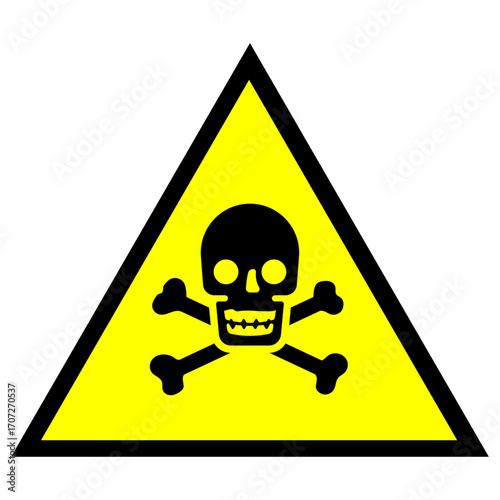 Foto Caution warning human head and boon yellow sign