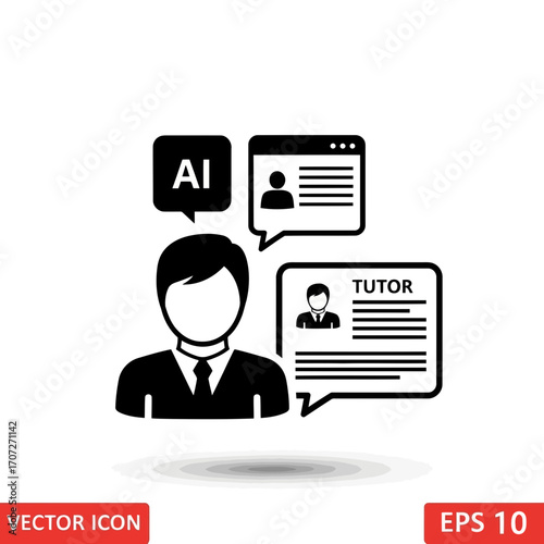 Ai tutor icon for intelligent online learning and virtual education services scalable vector graphic vector