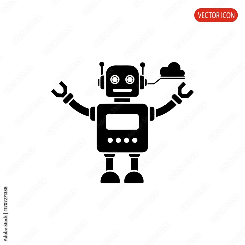 Fototapeta premium Modern robot icon cloud connection future technology ai concepts vector illustration vector