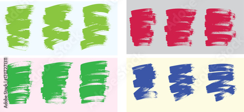 Brush lines set. Vector black paint brush spots, highlighter lines or felt-tip pen marker.