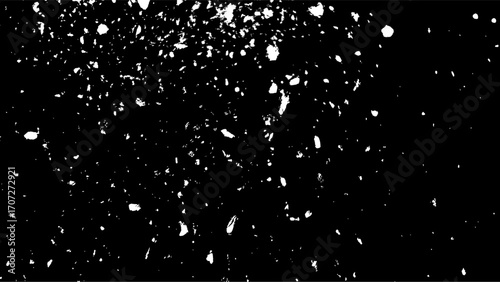 Abstract Grunge White Splatter Isolated on Black Background Texture Element
