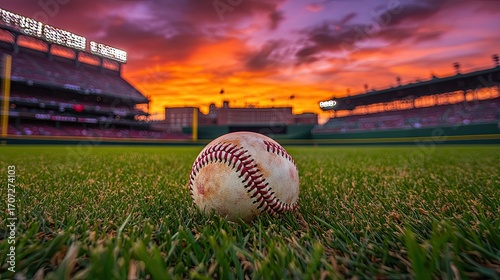Baseball at sunset