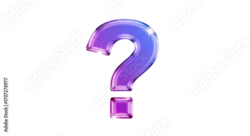 Glossy purple question mark symbol isolated on transparent background