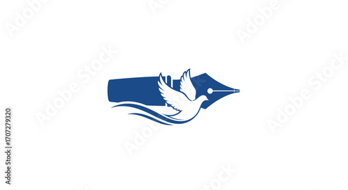 Logo featuring a stylized blue jay flying with outstretched wings, symbolizing freedom and creativity on Random Acts of Poetry Day against a clean white background with a simple, iconic