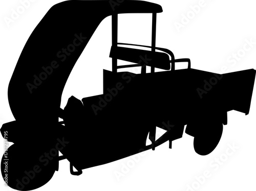 Vector isolated illustration of tuk tuk.African and Asian mode of transport.