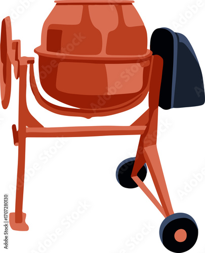 Vector isolated illustration of a concrete mixer.