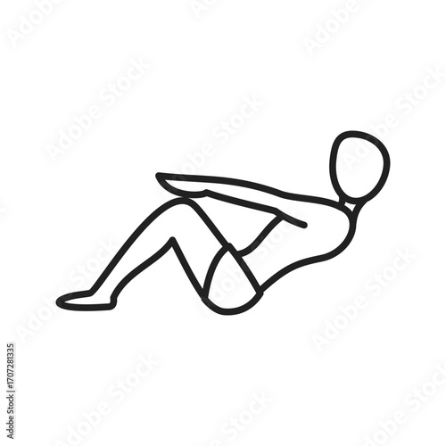 Person performing a seated crunch exercise a fitness workout for core strength and abdominal muscle training
