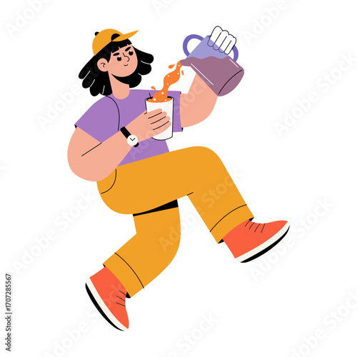 pourinA flat style illustration showing a person pouring juice g 