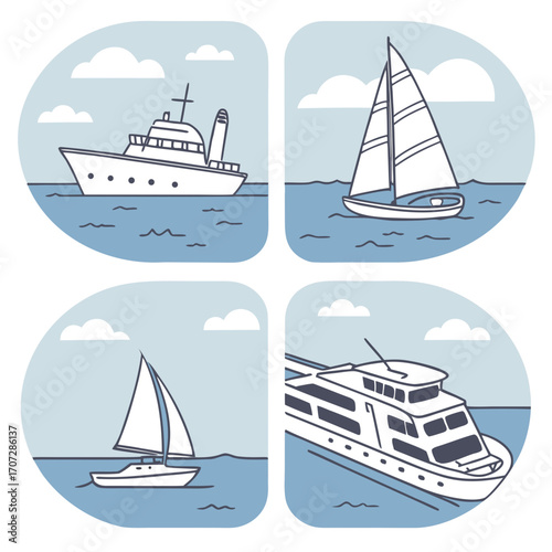 vector illustration of a yacht