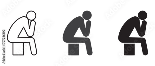 man sitting and thinking icon. isolated on white background.