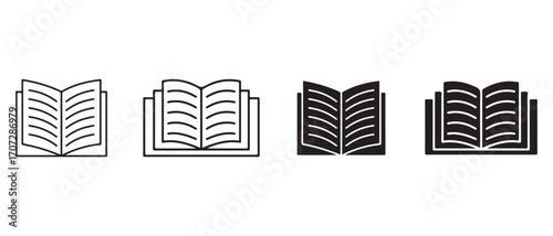 Open book icon set. isolated on white background.