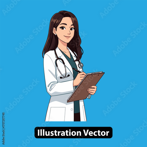 Caring female physician taking notes, representing modern healthcare and patient well-being