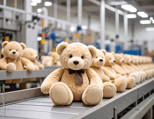 Teddy bears on an assembly line