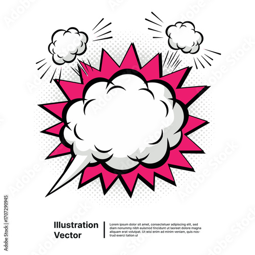 Pop art comic book explosion speech bubble with blank copy space for your message