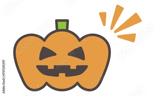Jack-o'-lantern pumpkin illustration for Halloween, cute kawaii character ハロウィンのカボチャのイラスト