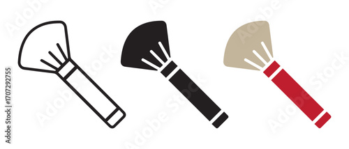 Makeup brush icon set. isolated on white background, outline and filled style.