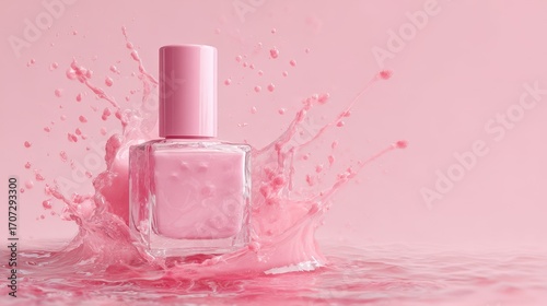 Pink Nail Polish Bottle in a Pink Splash.