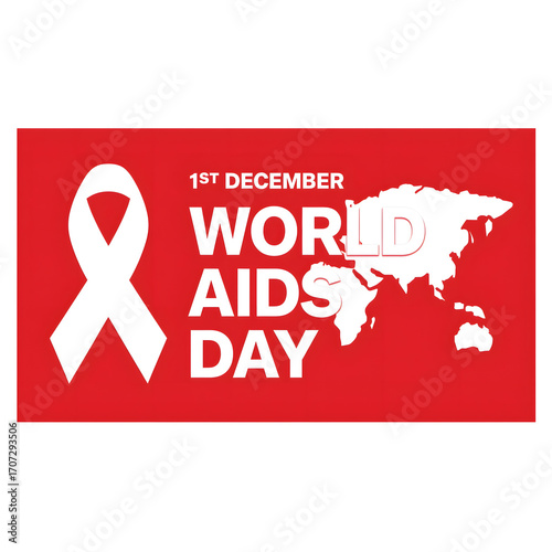 Red Ribbon Symbol on World AIDS Day – Unite to End HIV/AIDS