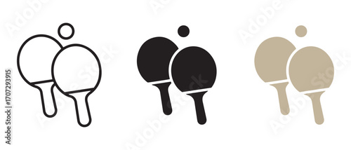 Table tennis racket icon. in various styles isolated on white background.