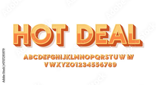 Exciting "Hot Deal" text with alphabet and numbers, perfect for promotions and sales.