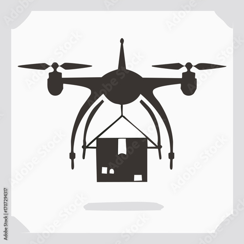 Vector drone icon delivering parcel, modern line art