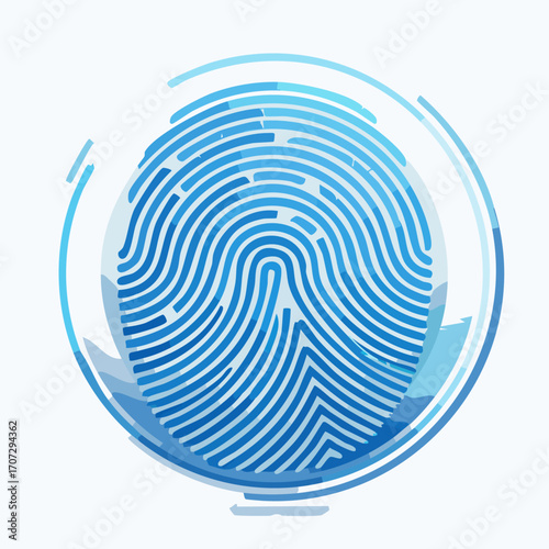 Secure fingerprint vector icon, abstract concentric lines for biometrics