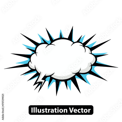 Dynamic comic book style speech bubble with explosive burst effect, ideal for graphic design projects