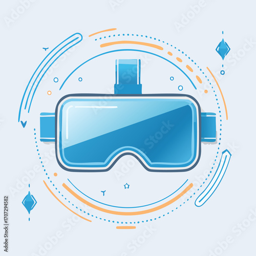 Minimal VR headset vector icon with futuristic smooth lines