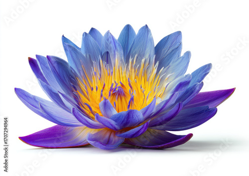 Vibrant blue and purple lotus flower, detailed close-up