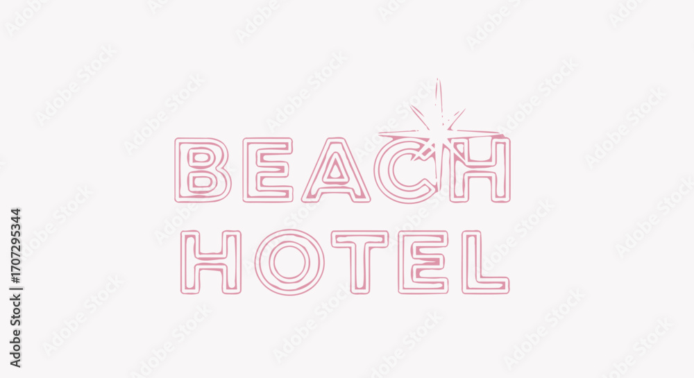 Fototapeta premium Elegant neon sign for a beachfront hotel, evoking coastal vibes and relaxation