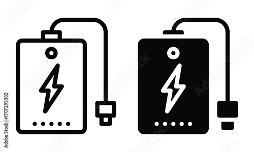 Power bank icon with outline and glyph style.