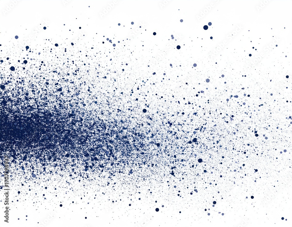 Fototapeta premium Indigo spray paint splatter on white background