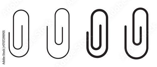 Paper clip icon set. isolated on white background, a symbol of attachment and link.