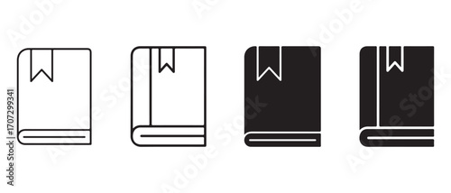 Book icon set. isolated on white background, a symbol of knowledge and reading.