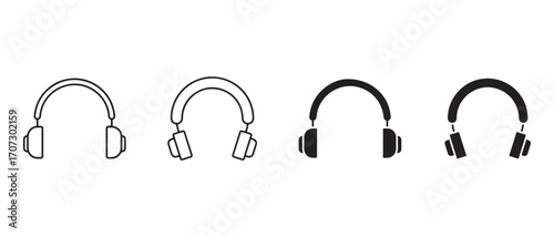 Headphone icon set. isolated on white background for web design and mobile app.