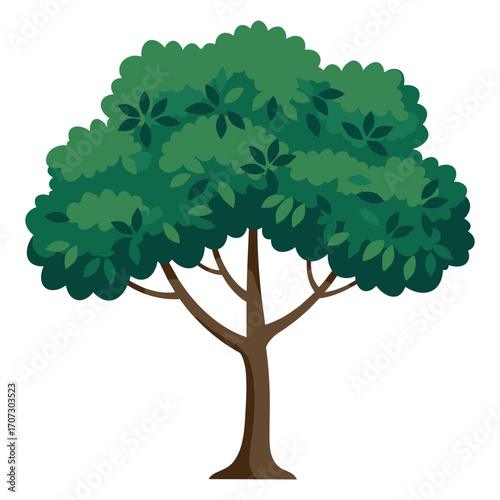 Lush green tree with broad canopy – flat illustration