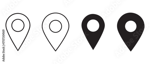Location pin icon. in different styles isolated on white background.