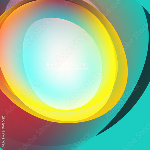 Abstract layers create vibrant circular design. Colors blend smoothly, forming dynamic visual effect. Background text reads background design.