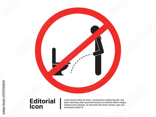 Vector icon of a funny restroom sign prohibiting peeing on the floor for better hygiene